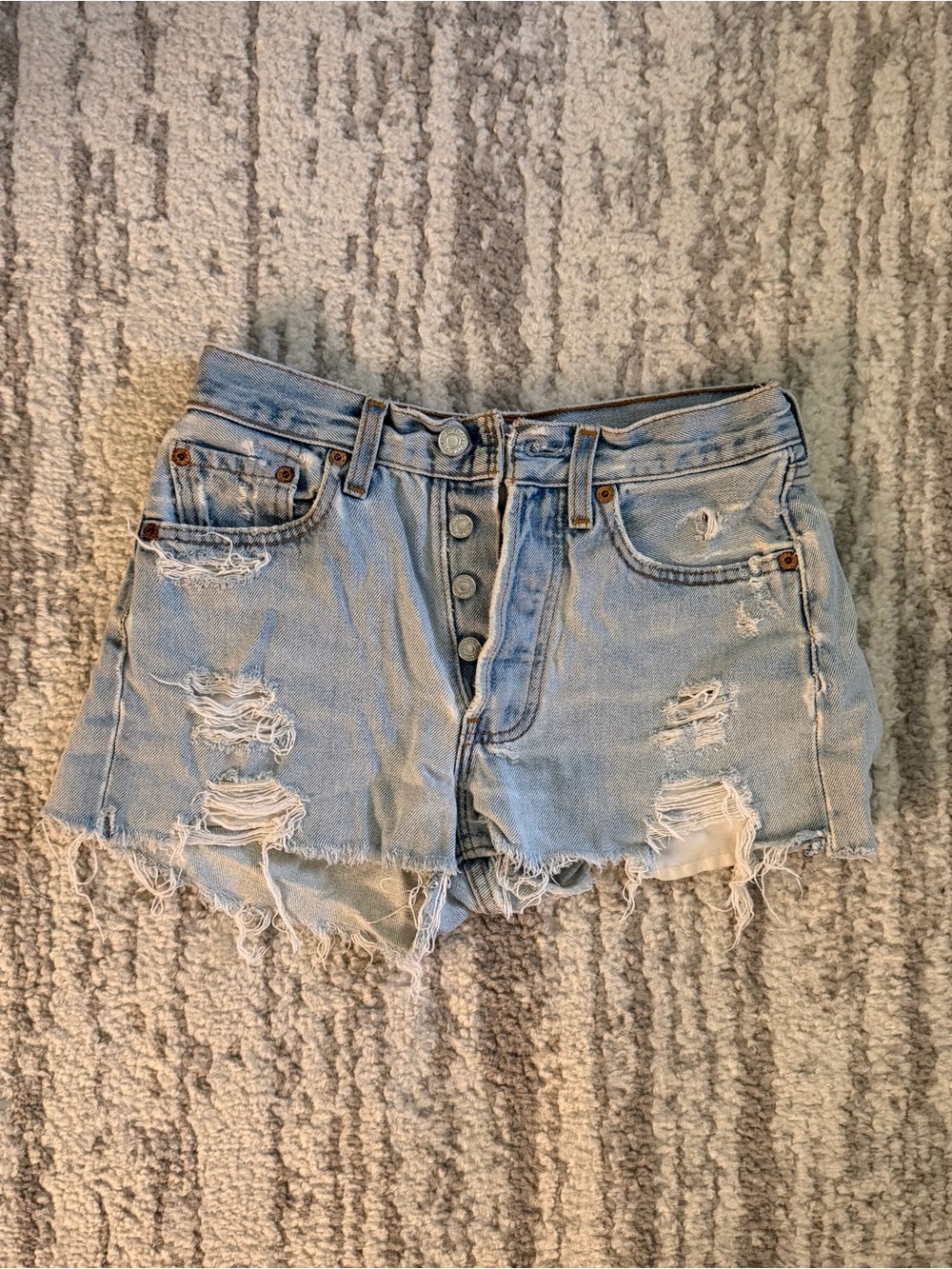 Levi 501 Light Wash Distressed Women's Denim Shorts Size XS